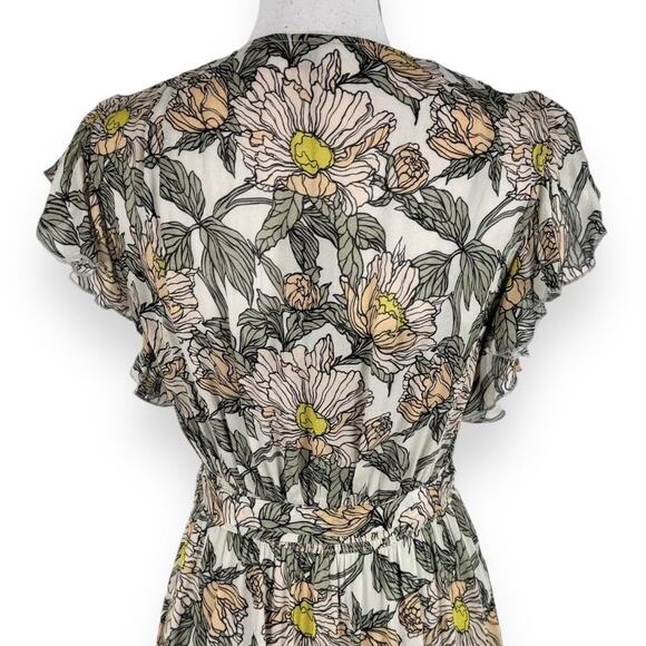 Anthropologie Blank London Dress Womens XS Gray Floral Flounce Maxi Wrap - Picture 7 of 14